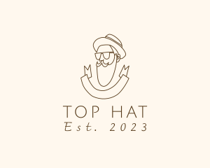 Retro Hipster Beard Man logo design