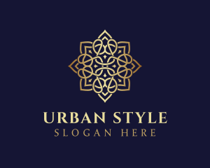 Golden Luxury Flower Logo