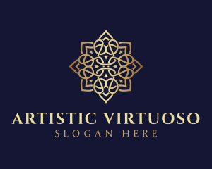 Golden Luxury Flower logo design