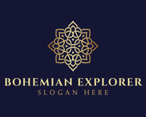 Golden Luxury Flower logo design