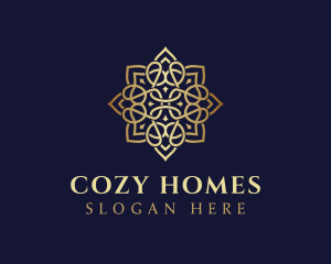 Golden Luxury Flower logo design