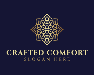 Golden Luxury Flower logo design