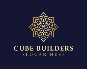 Golden Luxury Flower logo design