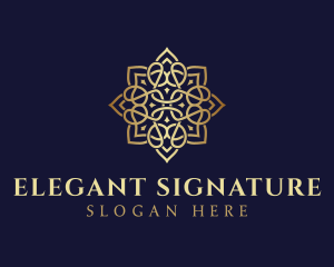 Golden Luxury Flower logo design