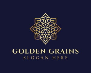 Golden Luxury Flower logo design