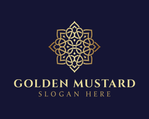 Golden Luxury Flower logo design