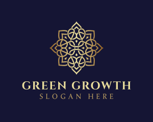 Golden Luxury Flower logo design