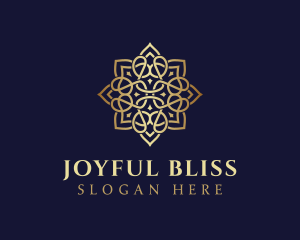 Golden Luxury Flower logo design