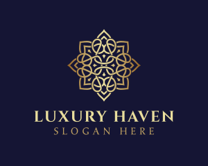 Golden Luxury Flower logo design