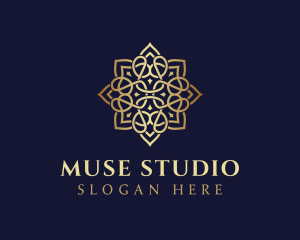 Golden Luxury Flower logo design