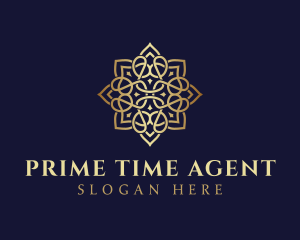 Golden Luxury Flower logo design