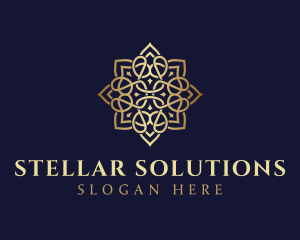 Golden Luxury Flower logo design