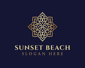 Golden Luxury Flower logo design