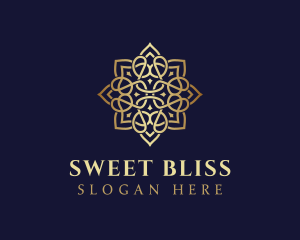 Golden Luxury Flower logo design