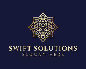 Golden Luxury Flower logo design