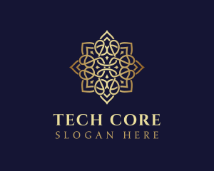 Golden Luxury Flower logo design