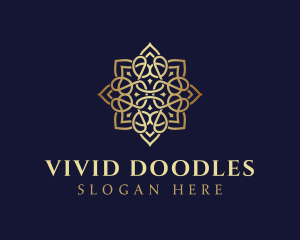 Golden Luxury Flower logo design