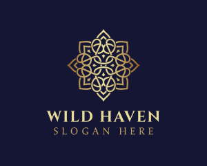 Golden Luxury Flower logo design