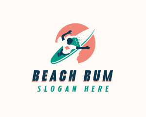 Sea Surfboard Surfer logo design