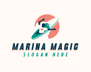 Sea Surfboard Surfer logo design