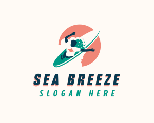 Sea Surfboard Surfer logo design