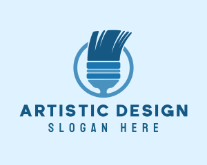 Blue Interior Design Paintbrush logo design