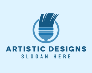 Blue Interior Design Paintbrush logo design