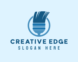 Blue Interior Design Paintbrush logo