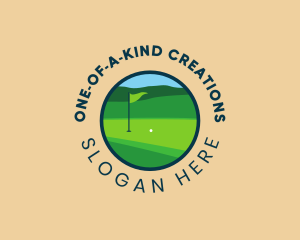 Golf Flag Badge logo design