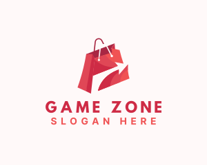 Online Shopping Bag Arrow Logo