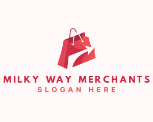 Online Shopping Bag Arrow logo design