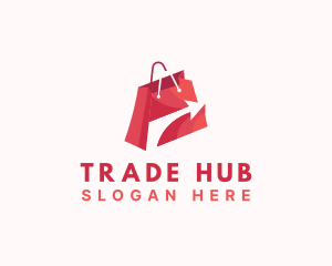 Online Shopping Bag Arrow logo design