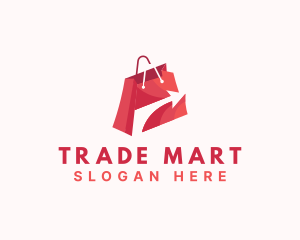 Online Shopping Bag Arrow logo design