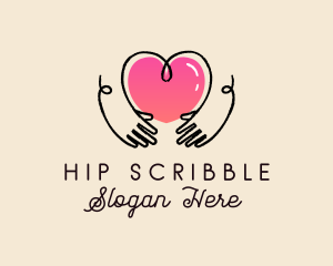 Scribble Hands Heart logo design