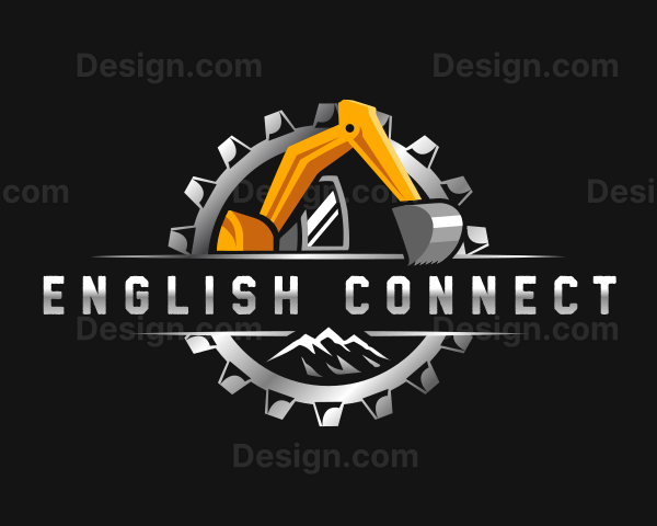 Excavator Mountain Cogwheel Logo