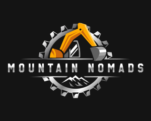 Excavator Mountain Cogwheel logo design