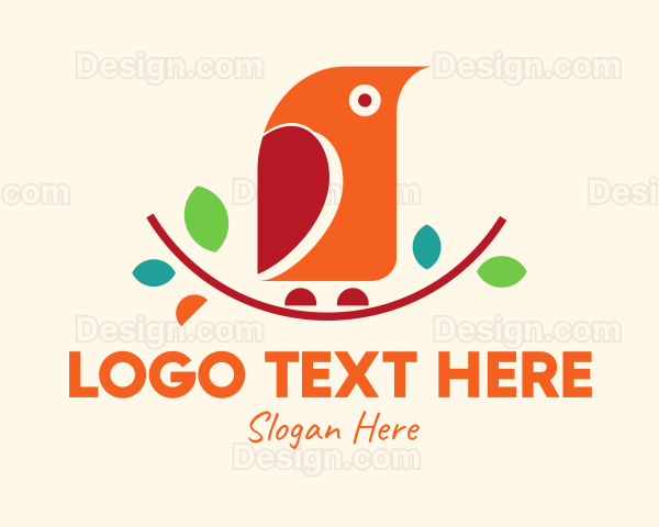 Colorful Tree Branch Bird Logo