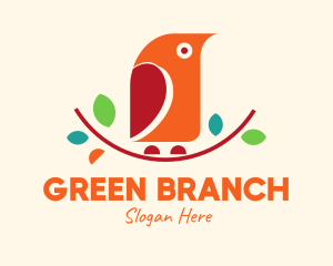 Colorful Tree Branch Bird logo design