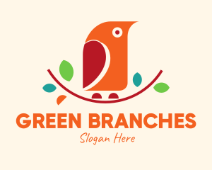 Colorful Tree Branch Bird logo design