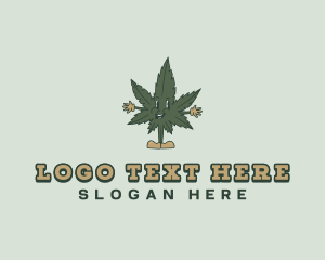 Cartoon Cannabis Leaf  logo