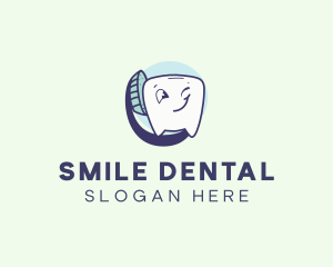 Toothbrush Tooth Wink logo design