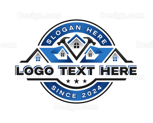 Construction Roofing Hammer Logo