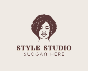 Woman Curly Hairdresser logo