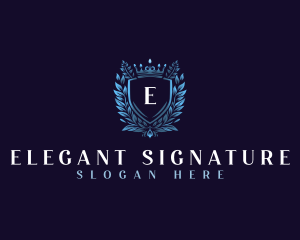 Floral Elegant Shield logo design