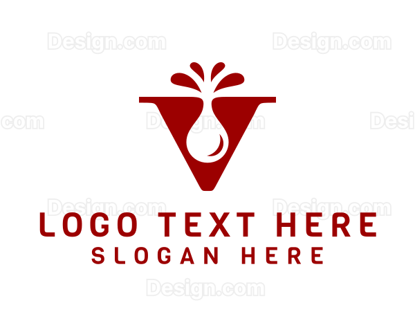 Red Cocktail Drip Letter V Logo
