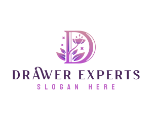 Flower Bloom Letter D logo design