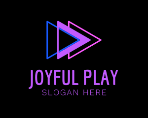 Neon Play Button logo design