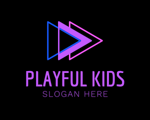 Neon Play Button logo design