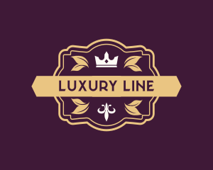 Luxury Crown Leaf Ornament logo design