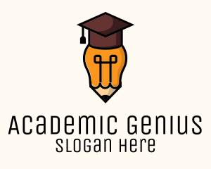 Bulb Graduate Pencil Academic logo design